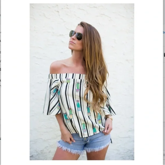 Judith March Off-shoulder Cactus Print top size Small - Picture 9 of 9